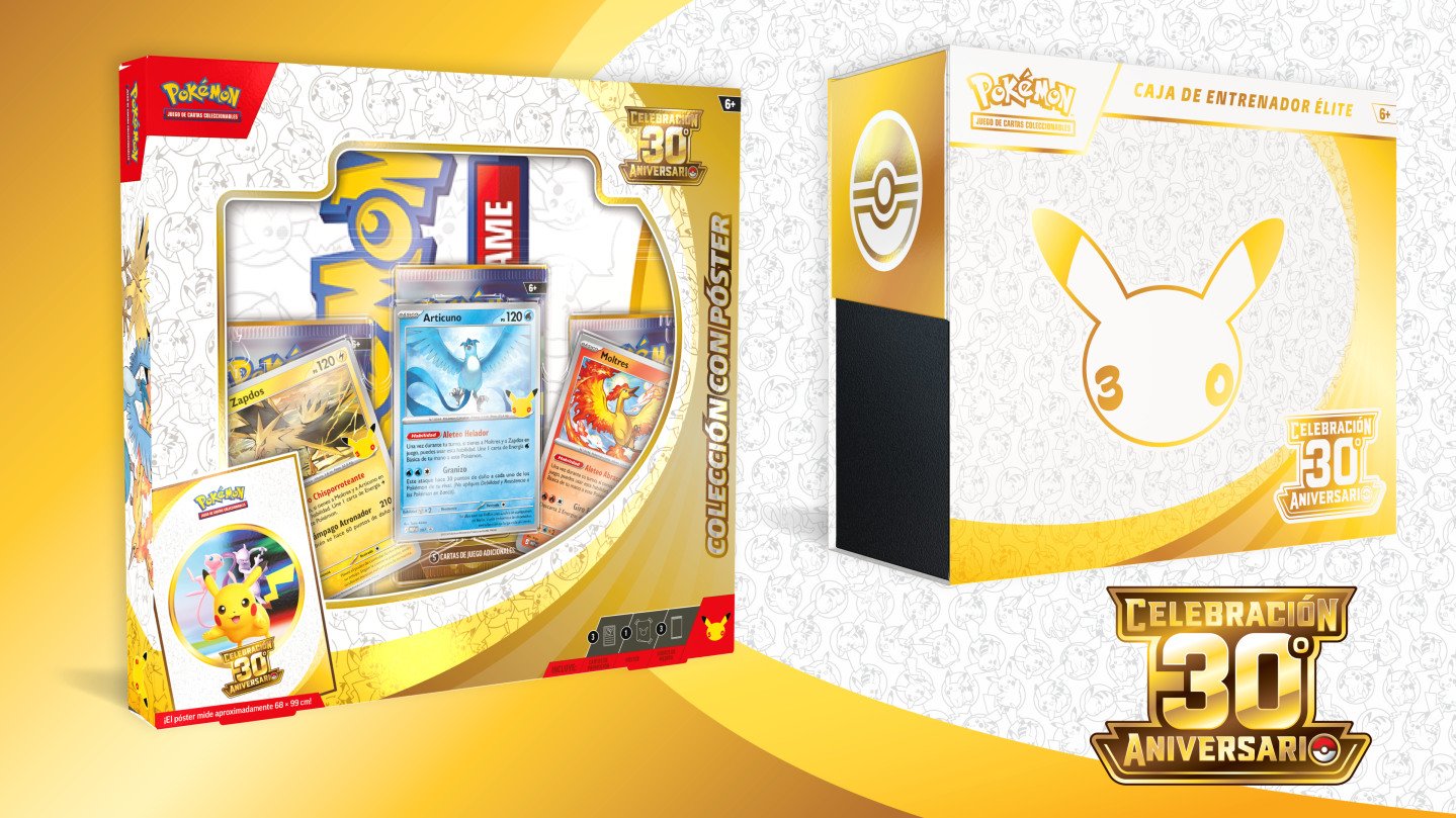 Productos de la Celebración 30.º Aniversario de JCC Pokémon: Colección con Póster y Caja de Entrenador Élite