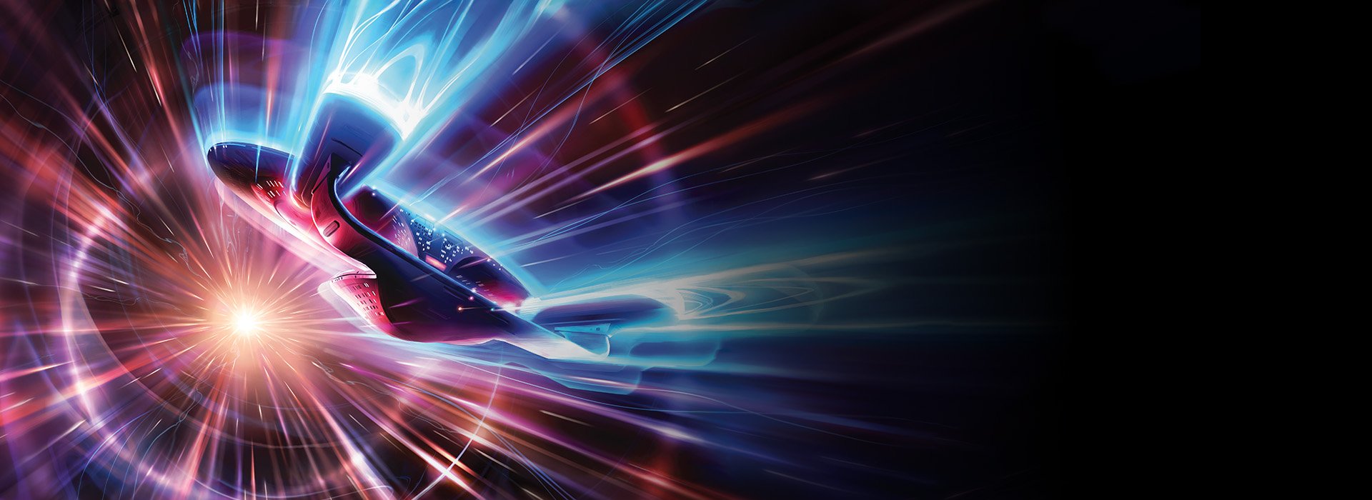 El USS Enterprise saltando a velocidad warp, arte oficial de Magic: The Gathering | Star Trek