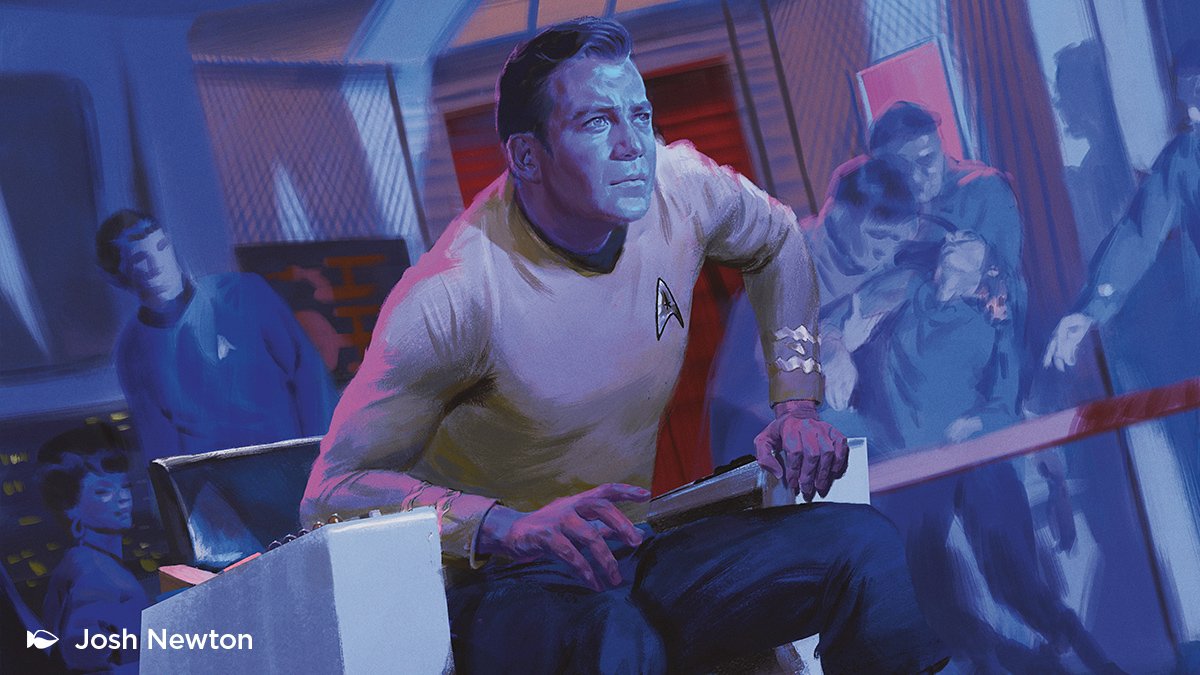 Carta del capitán James T. Kirk, primera legendaria revelada de Magic x Star Trek, ilustrada por Josh Newton